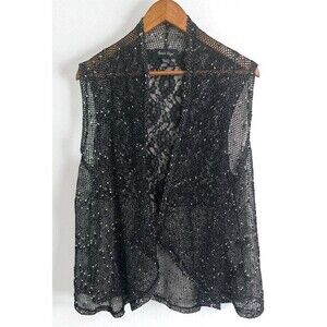 Charlie Paige Vest S/M Black Lace Mesh Boho Goth Layering